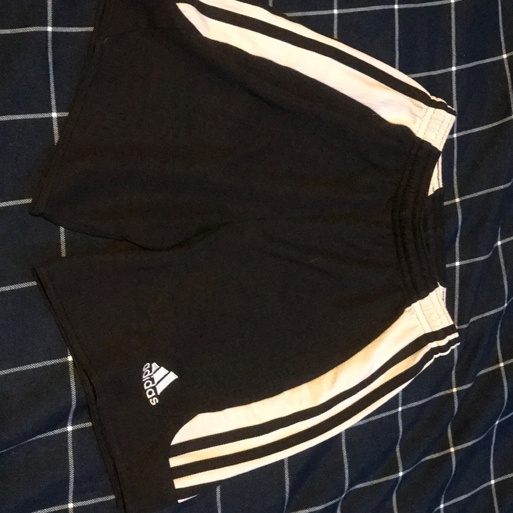 Adidas Black Shorts with White Striped Sides